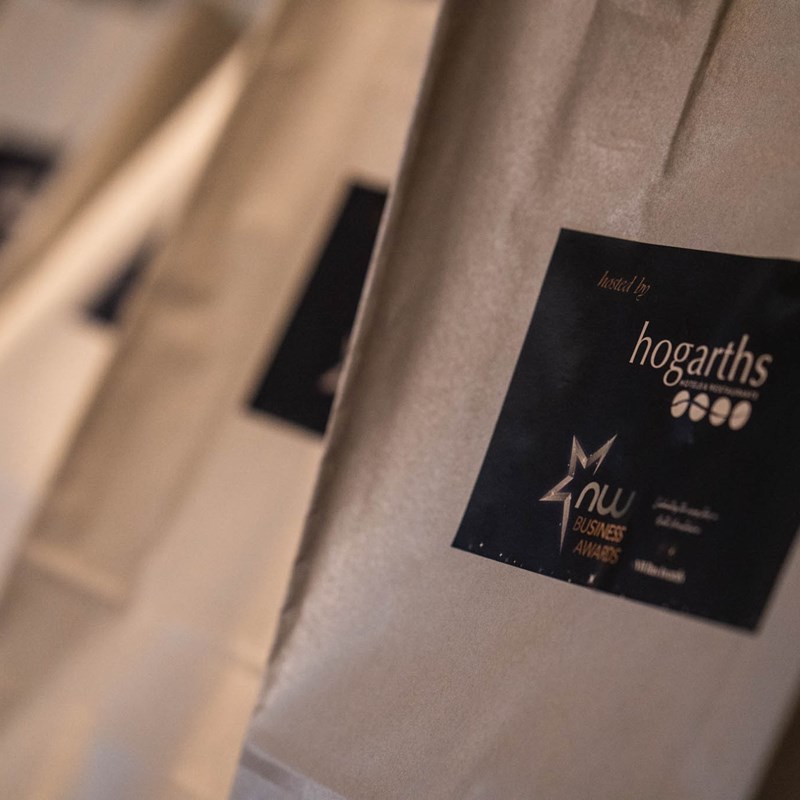 Close up on labels with awards logo on