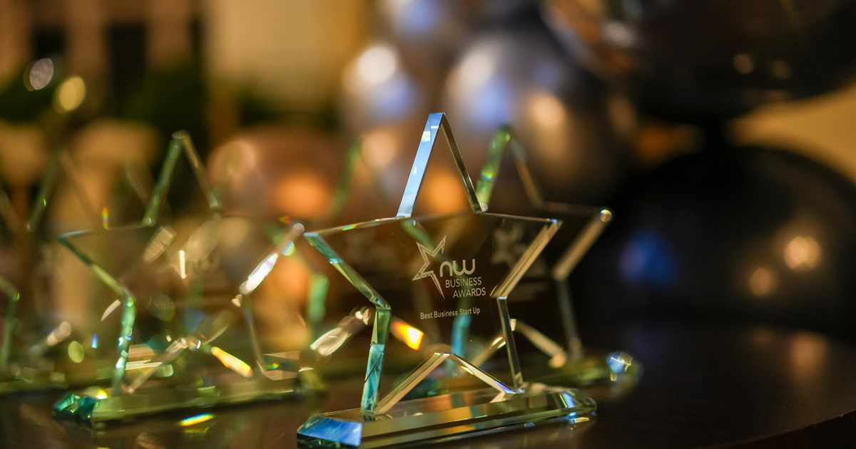 close up view of the award evening awards which are crystal glass stars